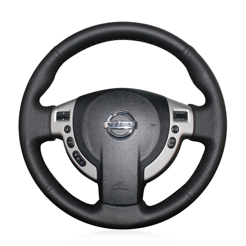 Loncky Auto Custom Fit OEM Black Genuine Leather Car Steering Wheel